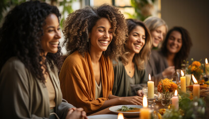 Fototapeta premium A group of young adults enjoying a cheerful weekend together generated by AI