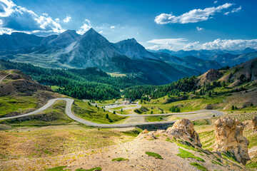 Col d'Izoard in the French Alps. Famous cycling climb of the Tour de France