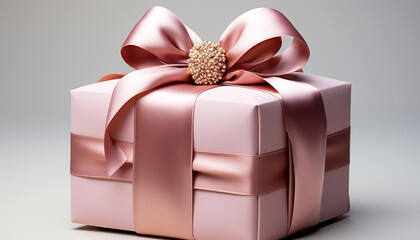 A shiny gift box wrapped in elegant gold packaging generated by AI