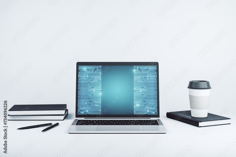 Leinwandbilder creative concept of microscheme illustration on modern laptop screen. big data and database concept.