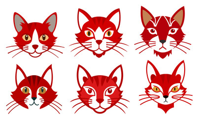 Different moods of cat face, cat mood, cat face vector illustration.