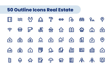 Outline web icons set - Real Estate