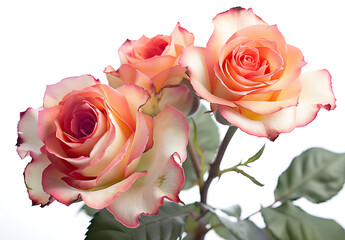 pink roses on white background close up isolated in t