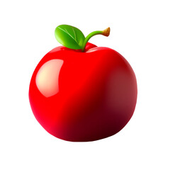 red apple isolated on white 3D