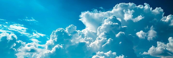 blue sky with fluffy white clouds, environmentally friendly visual effects.