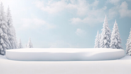 Winter scene with snowdrift against blue sky with clouds 3d