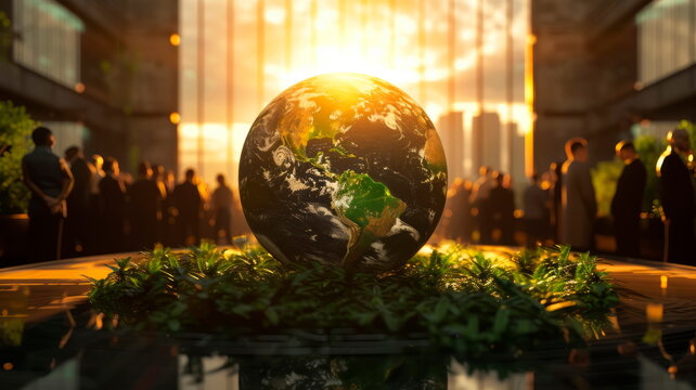 Global climate concept photo symbolizing joint efforts to address climate change and promote sustainable practices.