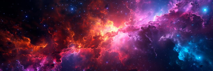 Fototapeta premium neon-infused of a cosmic nebula with intricate shapes and vibrant colors.