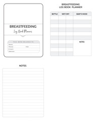 Editable Breastfeeding Log Book Planner Kdp Interior printable template Design.