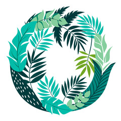 Fototapeta na wymiar Tropical leaves wreath. Vector illustration in flat style.