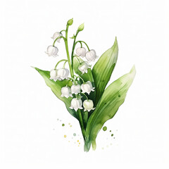 Watercolor bouquet of lily of the valley