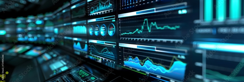 Poster network operations center with screens. data security, cybersecurity, infrastructure concept. data a