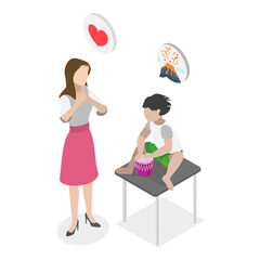 3D Isometric Flat Vector Illustration of Parenting Styles, Parental Involvement in Child Wellbeing. Item 2