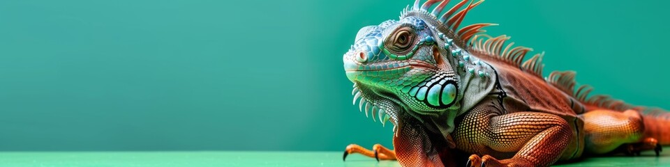 Lizard isolated on mint green background. Adorable exotic pet. Funny animal portrait. Design for...