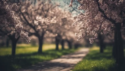 Fotobehang blossom in spring, blooming trees in spring, amazing spring scenery, trees in spring © Gegham