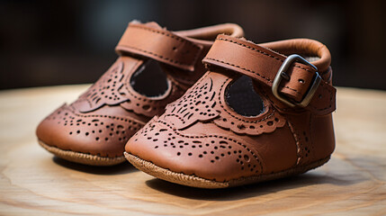 Leather baby shoes.