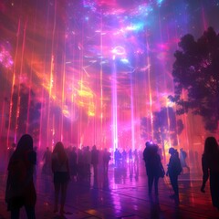Enthralling Vision of Future Urban Nightlife with Vibrant Light Show