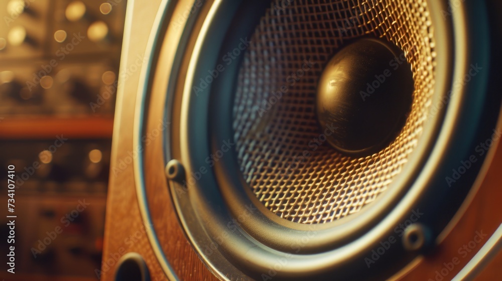 Poster speaker in a room. suitable for technology or audio-themed projects