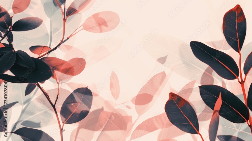 Poster A close-up view of a plant with vibrant red leaves. Perfect for adding a pop of color to any project or design