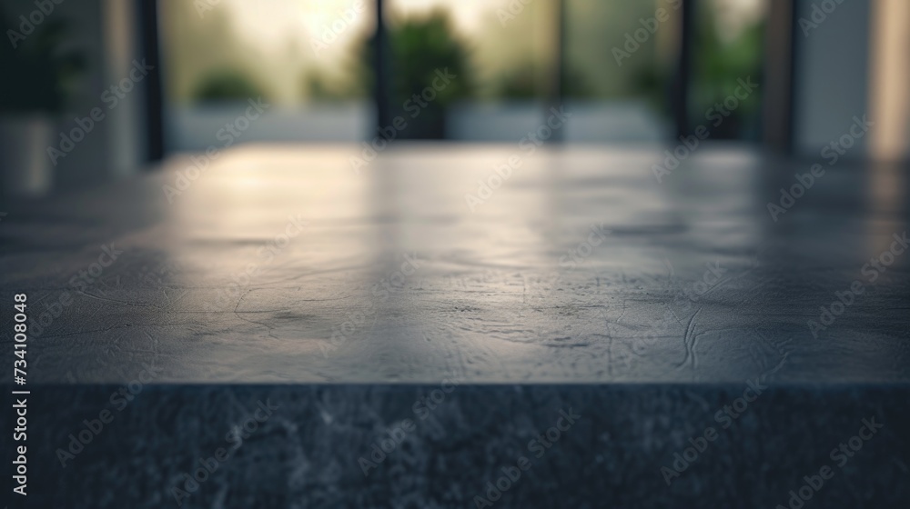 Poster A close up view of a table positioned in front of a window. Suitable for various applications