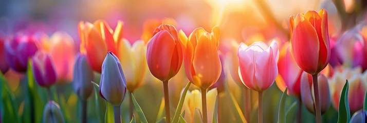 Rolgordijnen Field of colorful blooming tulips (2) © Visual Sensation