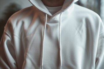 A man wearing a white hoodie with a red tie. Suitable for fashion, casual wear, and business concepts