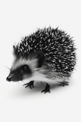 Obraz premium A black and white photo capturing the beauty of a hedgehog. Perfect for nature enthusiasts or animal lovers