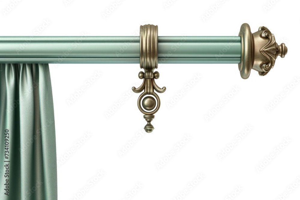 Poster A curtain rod with a curtain clip attached. Can be used for hanging curtains in a stylish and functional way