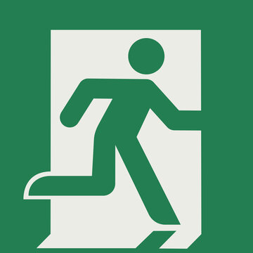 SAFETY CONDITION SIGN PICTOGRAM, EMERGENCY EXIT (ON THE RIGHT) ISO 7010 &ndash; E002, PNG