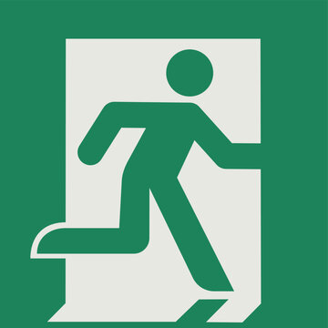 SAFETY CONDITION SIGN PICTOGRAM, EMERGENCY EXIT (ON THE RIGHT) ISO 7010 &ndash; E002, VECTOR