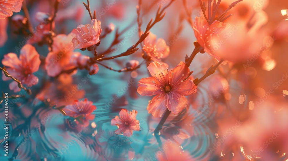 Poster a close-up view of a bunch of pink flowers. perfect for adding a touch of beauty to any project or d