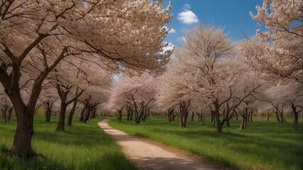 Fototapeta na wymiar blossom in spring, blooming trees in spring, amazing spring scenery, trees in spring