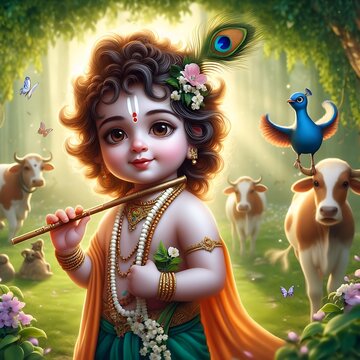 Portrait of Cute Lord Krishna 