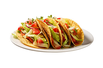 Taco salad vegetables on plate isolated on transparent background.