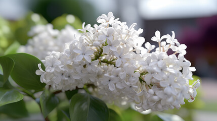 White lilacs branch spring flowers blossom