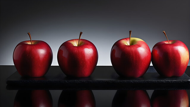 Photo of delicious ripe apples. generative AI.