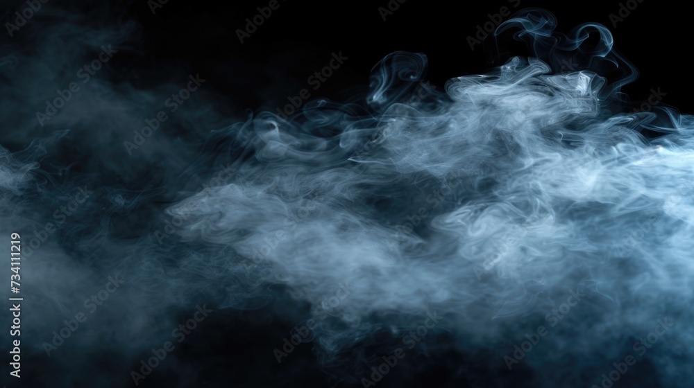 Poster close up shot of smoke on a black background. suitable for various concepts and designs
