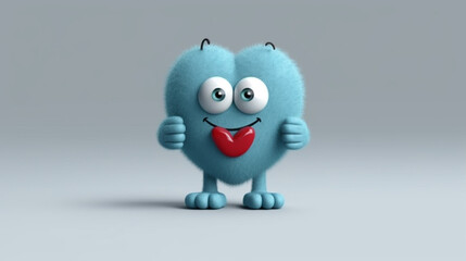 3d cute blue monster character