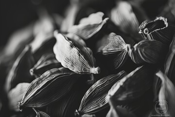 A black and white photograph showcasing a beautiful bunch of flowers. Perfect for adding a touch of elegance to any project or design