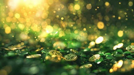 Obraz premium A pile of coins sitting on top of a lush green field. Perfect for finance and investment concepts