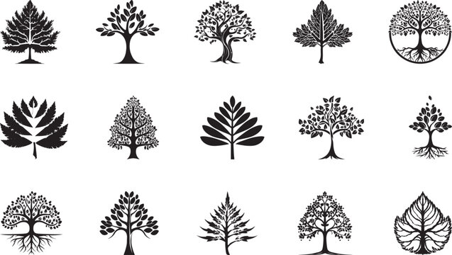 Trees Forest Park Vector Icons leaf design vector 
Icon Logo Symbol Trees Stock