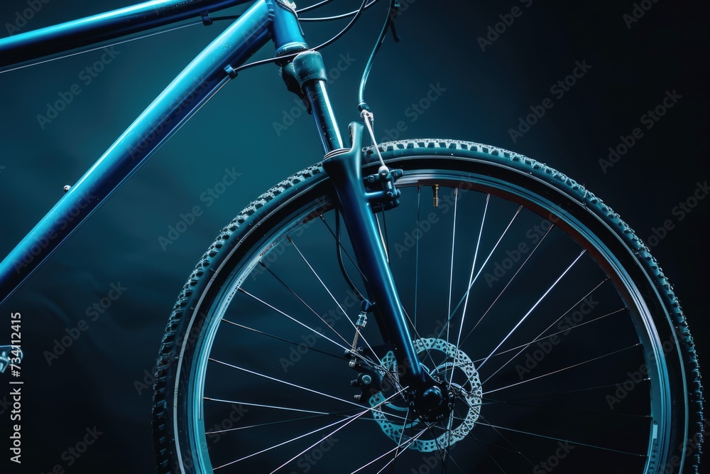 Aufkleber A close up view of a bicycle against a dark background. This image can be used to add a modern and urban touch to design projects