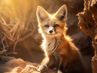 Curious Fennec Fox in the Desert