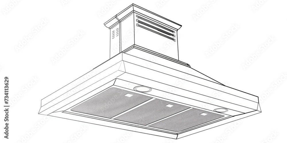 Poster A detailed drawing of a kitchen hood with a chimney. This versatile image can be used in various contexts and projects