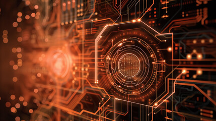 Obraz premium Brown color cyber and tech background