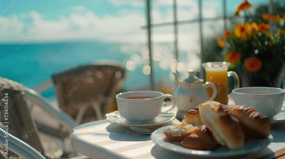 Aufkleber a table with a plate of food. suitable for various dining and culinary concepts