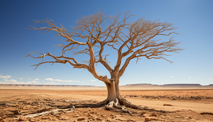 Arid savannah, remote and dusty, showcases nature beauty generated by AI