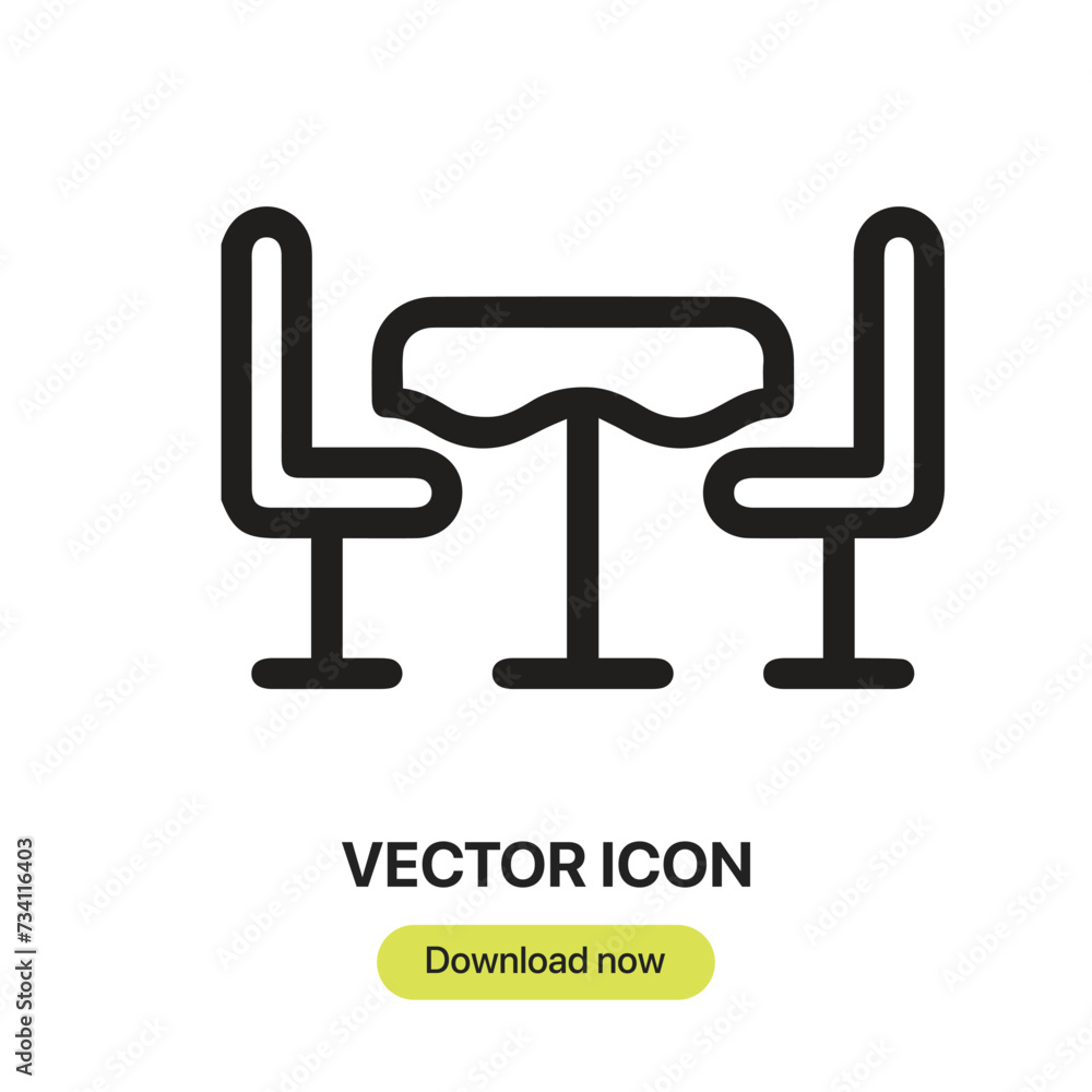 Fototapete table icon vector. linear-style sign for mobile concept and web design. table symbol illustration. p