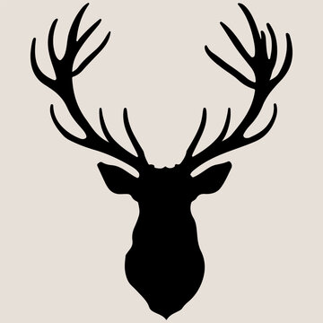 Deer head black silhouette Different types of deer's heads with antlers vector illustration