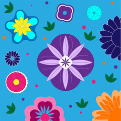 Fototapeta na wymiar Flat vector illustration of floral stickers set 